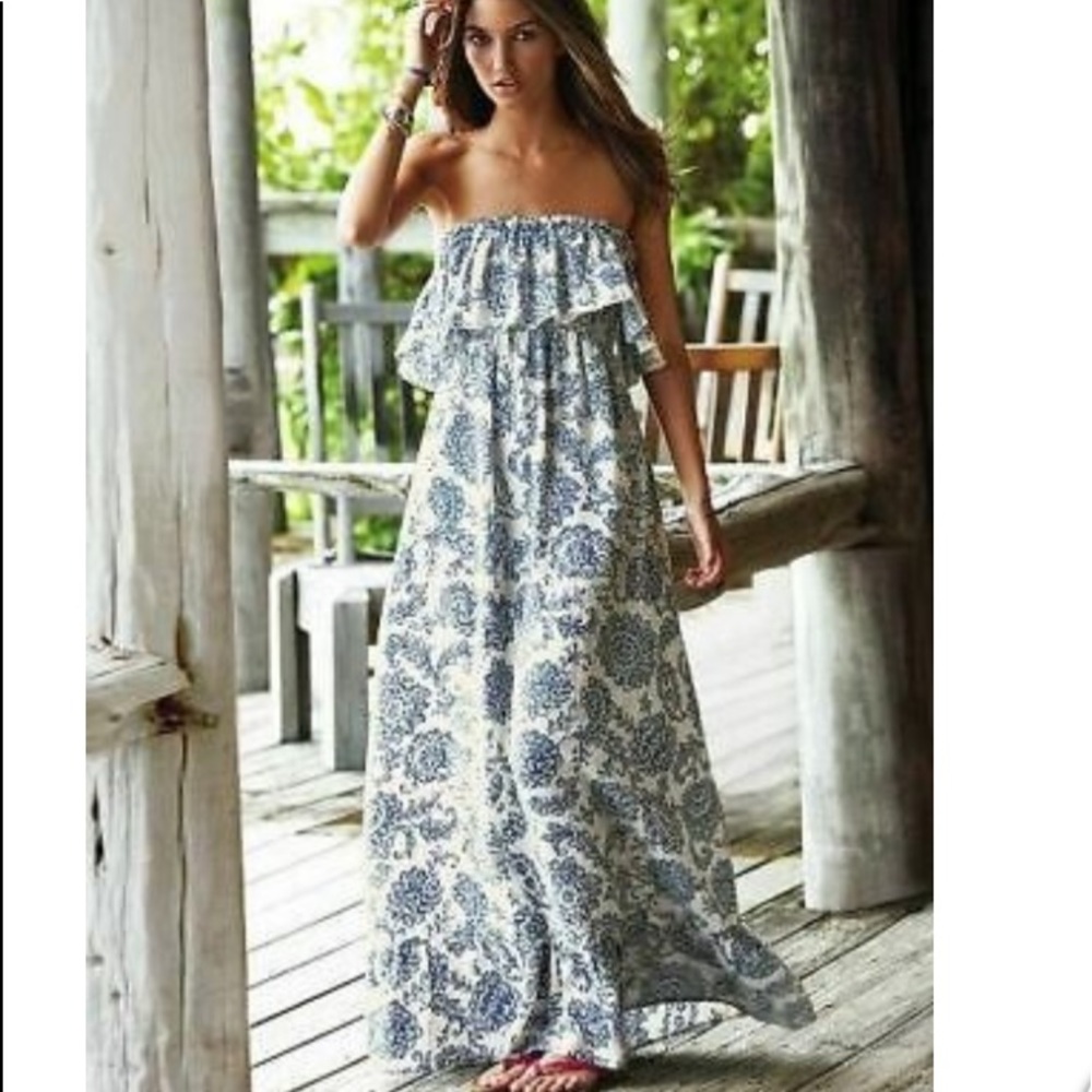 Victoria’s Secret Moda strapless boho maxi dress L